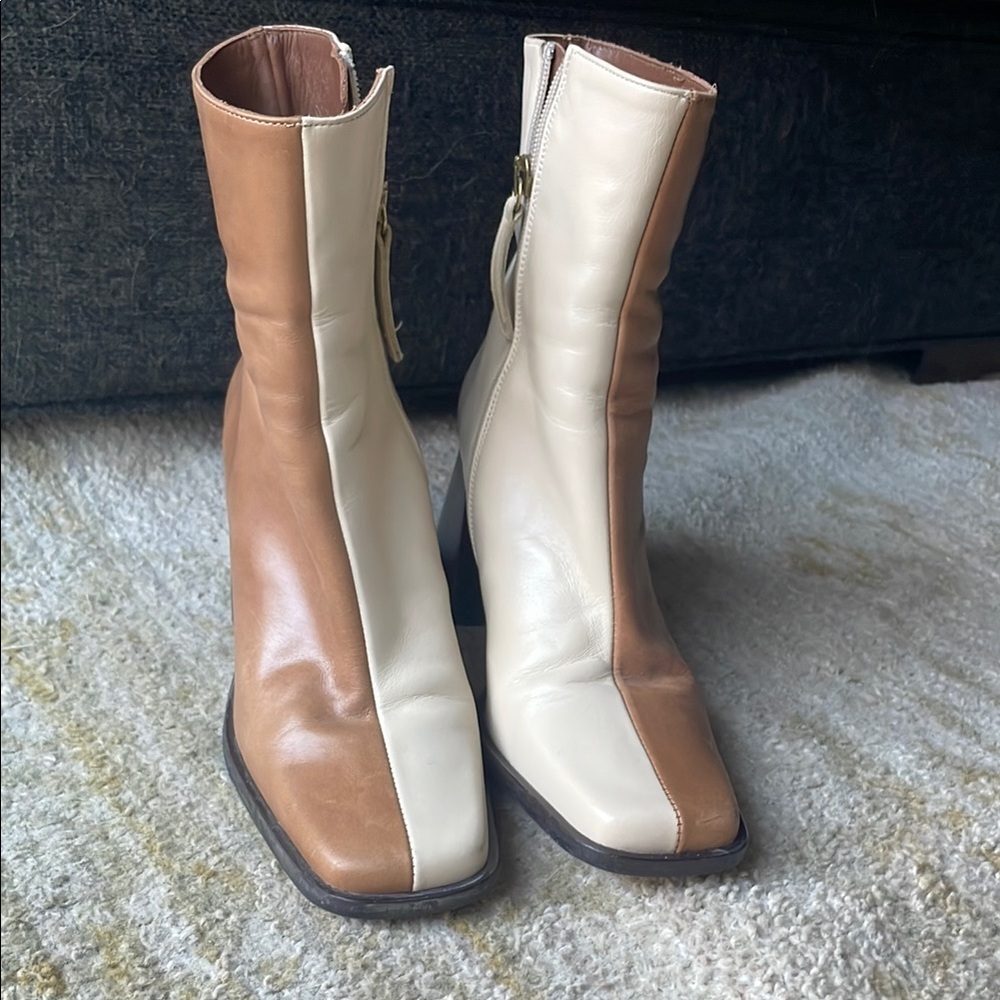 ALOHAS Split Colored Leather Ankle Boots